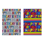 12.3 Sqft Birthday Gift Wrap, 30"X59", 1.25" Dia, 6 Designs