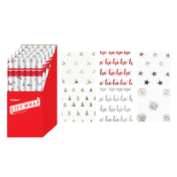 20.5 Sqft Christms New Prem Hotstamp Emboss White Krft Gift Wrap,30"X98.4",2"Core,6 Designs