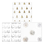 20.5 Sqft Christms New Prem Hotstamp Emboss White Krft Gift Wrap,30"X98.4",2"Core,6 Designs
