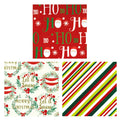 25 Sqft Christmas Is Here Printed Metallic Gift Wrap, 2" Core, 30"X120", 6 Designs