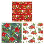 25 Sqft Christmas Classic Printed With Glitter Gift Wrap, 2" Core, 30"X120", 6 Designs