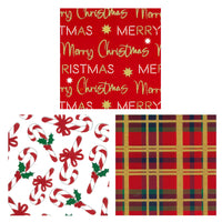 25 Sqft Christmas Classic Printed With Glitter Gift Wrap, 2" Core, 30"X120", 6 Designs