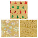 25 Sqft Christmas Happy Holiday Kraft Hot Stamp Gift Wrap, 2" Core, 30"X120", 6 Designs
