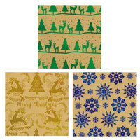 25 Sqft Christmas Happy Holiday Kraft Hot Stamp Gift Wrap, 2" Core, 30"X120", 6 Designs