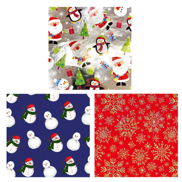 3Pk Christmas Fun Hologram/Metallic/Printed Roll Wraps,30"X120",2" Dia,75 Sqft/Total,2 Assts