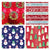 4Pk Cmas Party Roll Wrap Set,Holo/Metallic/2Xprinted,Ea 30"X120"/25 Sqft, W/Bow,Ribbon,Card