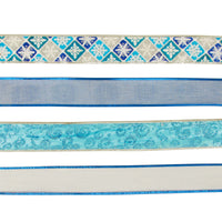 3 Yards Blue Collection Wire Edge Ribbon 2" X 3Yds, 4 Styles