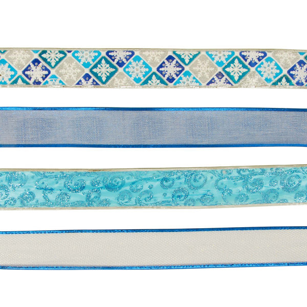 3 Yards Blue Collection Wire Edge Ribbon 2" X 3Yds, 4 Styles