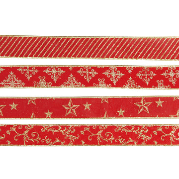 2" X 3 Yd Christmas Faux Burlap Ribbon With Glitter In Pdq, 4 Assortments