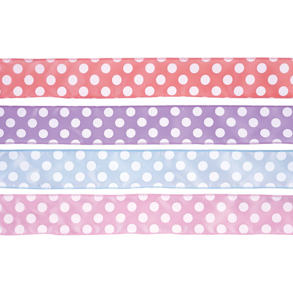 2" X 3Yds Dot Satin Wire Edge Ribbon, 2 Assts - Brights & Pastels- 4 Colors Each