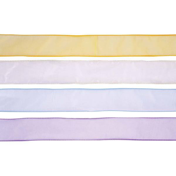 2" X 3Yds Solid Spring Organza Wire Edge Ribbon, 2 Assts - Brights & Pastels- 4 Colors Each