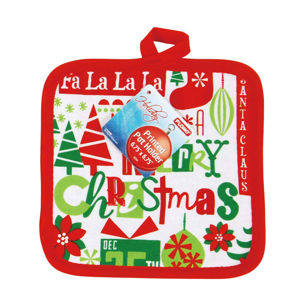 Trendy Christmas Printed Pot Holder 6.75" X 6.75", 2 Designs