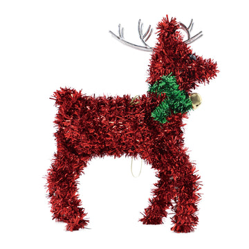 3D Tinsel Reindeer Christmas Standing Decoration 5.5" X 1.5" X 8", 4 Colors