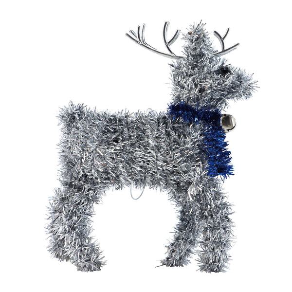 3D Tinsel Reindeer Christmas Standing Decoration 5.5" X 1.5" X 8", 4 Colors
