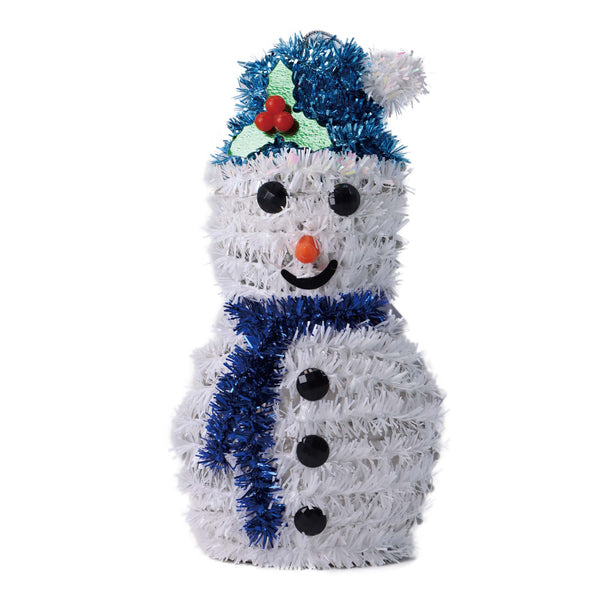 3D Mini Snowman Tinsel Hanging Decoration 3.5" X 2" X 6.75", 2 Styles