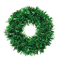 9.5"Dia. Tinsel Wreath With Laser Wave, 3 Colors