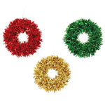 9.5"Dia. Tinsel Wreath With Laser Wave, 3 Colors