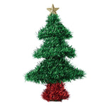 8" X 5" Tinsel Christmas Tree With Star, 2 Colors