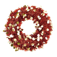 Christmas-18" Tinsel Wreath With Die Cut Circles, 3 Colors