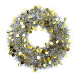 Christmas-18" Tinsel Wreath With Die Cut Circles, 3 Colors