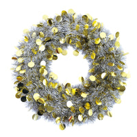 Christmas-18" Tinsel Wreath With Die Cut Circles, 3 Colors