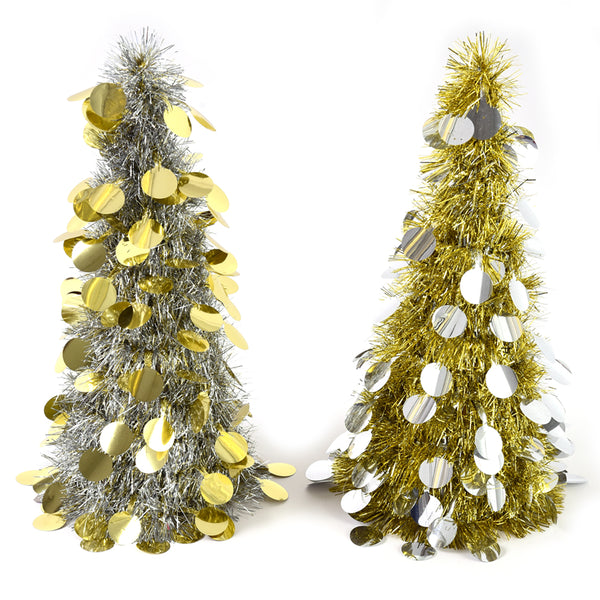 Christmas-15" Tinsel Tree With Die Cut Circles, 3 Colors