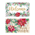 Traditional Christmas Welcome Poinsettia Door Mat, 29.9"X 17.7"X 0.16", 2 Designs