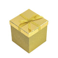 Christmas-Glitter Box With Metallic Top & Bow, 4.125" X 4.125" X 4.25", 3 Colors