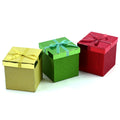 Christmas-Glitter Box With Metallic Top & Bow, 4.125" X 4.125" X 4.25", 3 Colors