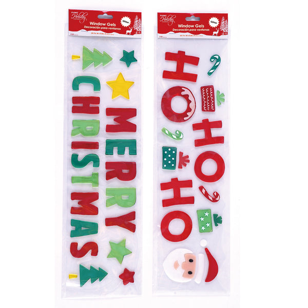 Christmas Window Gels With Glitter 5.9" X 19.7", 2 Assortments