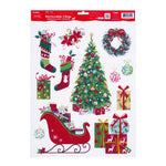 Christmas Removable Clings With Glitter 16.5" X 11.75", 3 Assortments