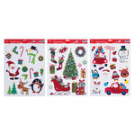 Christmas Removable Clings With Glitter 16.5" X 11.75", 3 Assortments