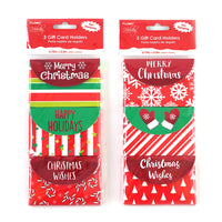 3Ct Christmas Paper Gift Card Holders With Hot Stamping 3.75" X 2.5", 2 Assortments