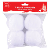 4Ct 2.75" Christmas Plush Snowballs