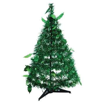18" Christmas Pop Up Tinsel Tree With Stand, 2 Assortments