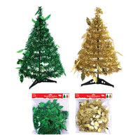 18" Christmas Pop Up Tinsel Tree With Stand, 2 Assortments