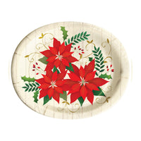 12Ct 12.25" Christmas Oval Paper Plates, 2 Designs