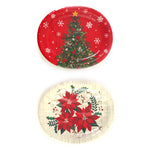 12Ct 12.25" Christmas Oval Paper Plates, 2 Designs