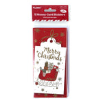 5Ct Christmas Traditional Money Card Holders With Hot Stamping 7.25" X 3.5", 4 Designs