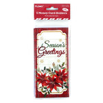 5Ct Christmas Traditional Money Card Holders With Hot Stamping 7.25" X 3.5", 4 Designs