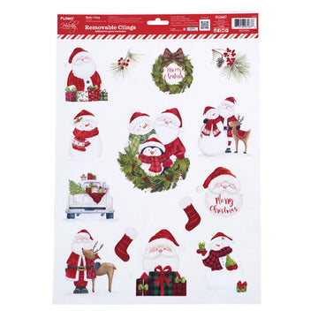 Christmas Traditional Removable Clings With Glitter 16.5" X 11.75", 2 Designs