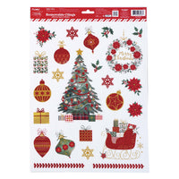 Christmas Traditional Removable Clings With Glitter 16.5" X 11.75", 2 Designs