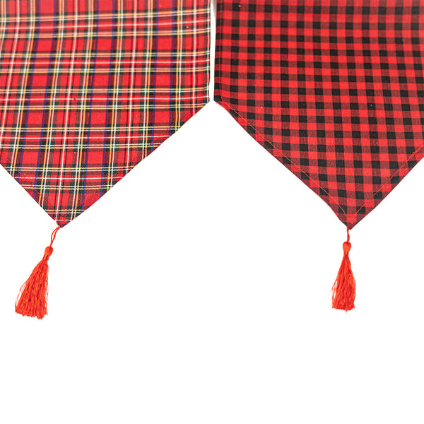 13" X 71" Plaid Table Runner With Tassel, 2 Designs