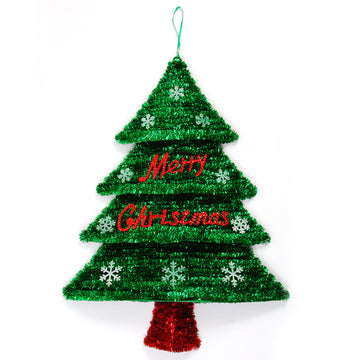 23" X 17.3" Tinsel Christmas Tree Hanging Decoration