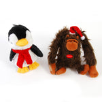 8" Penguin & Gorilla Plush Pet Toy With Squeaker In Pdq